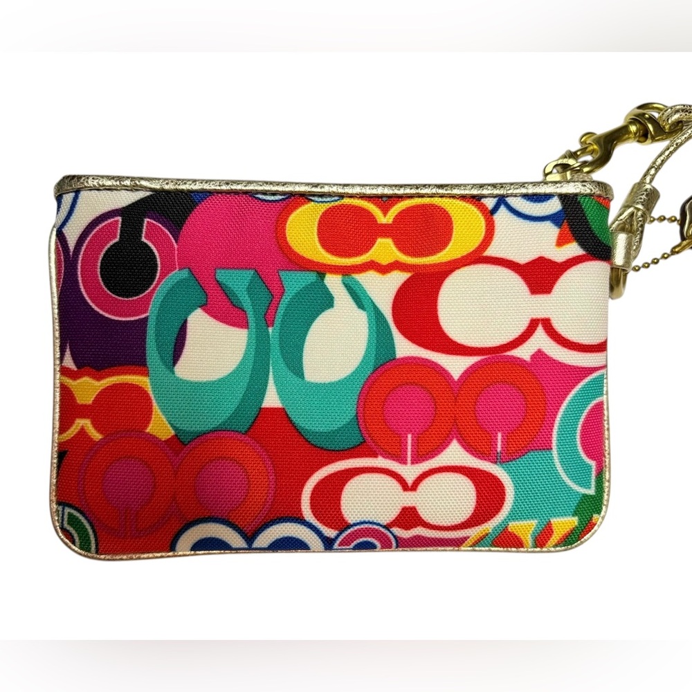 Coach Poppy Pop C Graffiti Multicolor Wristlet Metallic Gold Y2K - Picture 4 of 12